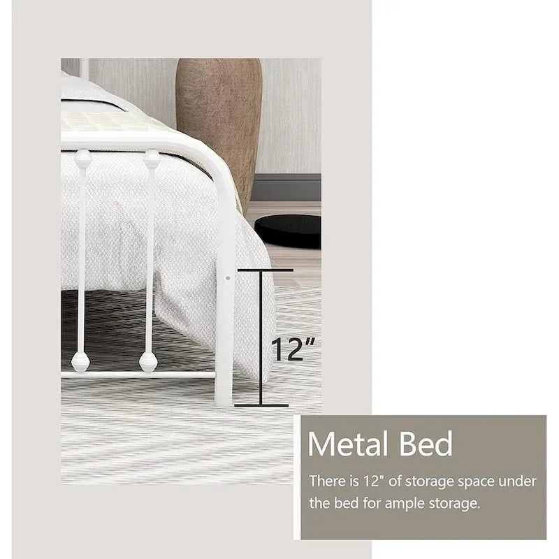 Metal Platform Bed Frame with Slats, No Box Spring Needed, Multi-Size