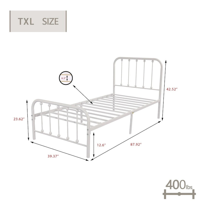 Metal Platform Bed Frame with Slats, No Box Spring Needed, Multi-Size