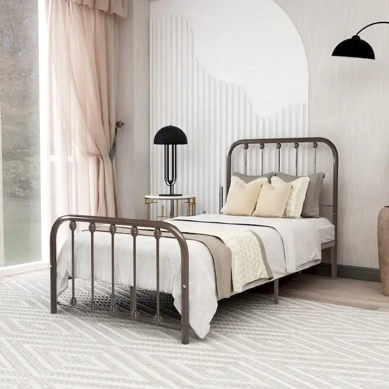 Metal Platform Bed Frame with Slats, No Box Spring Needed, Multi-Size