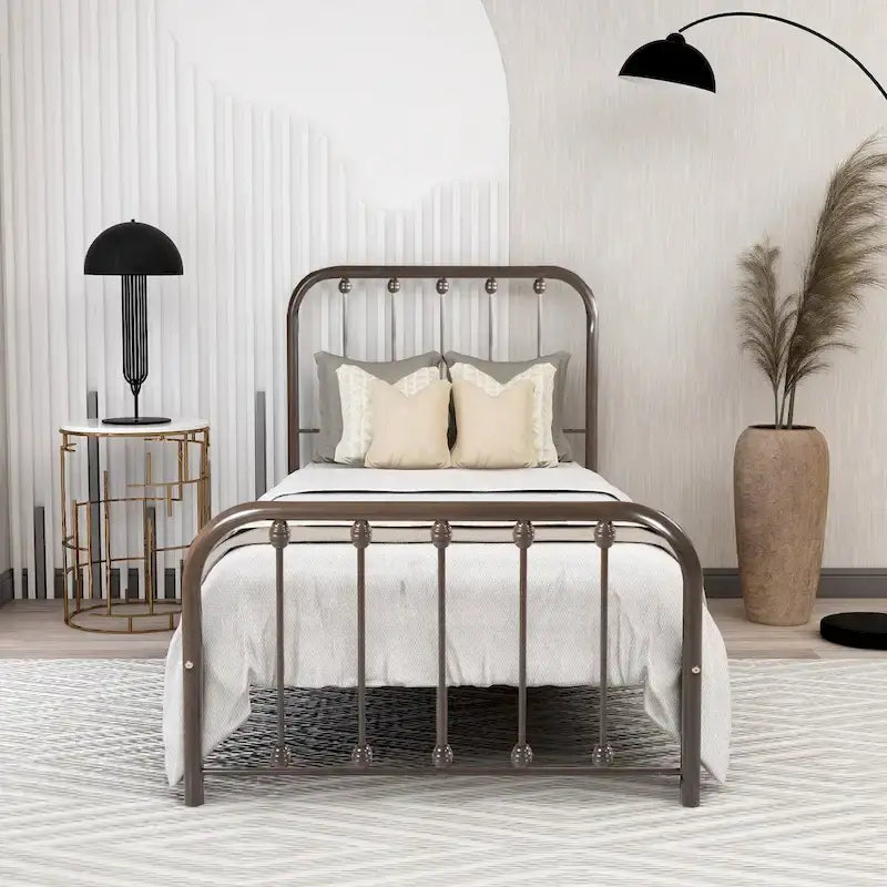 Metal Platform Bed Frame with Slats, No Box Spring Needed, Multi-Size