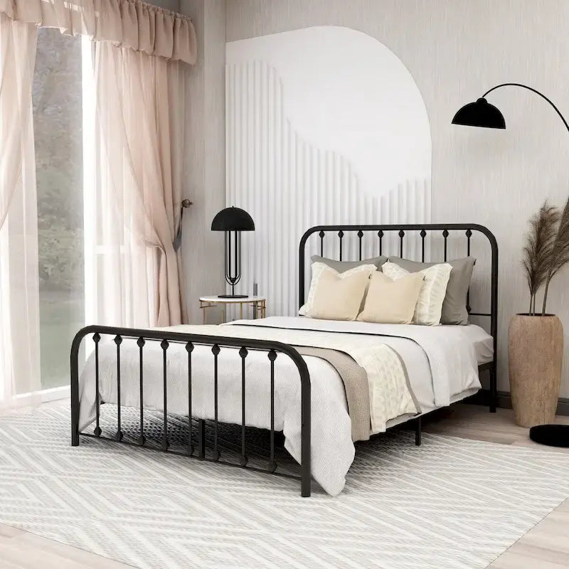 Metal Platform Bed Frame with Slats, No Box Spring Needed, Multi-Size