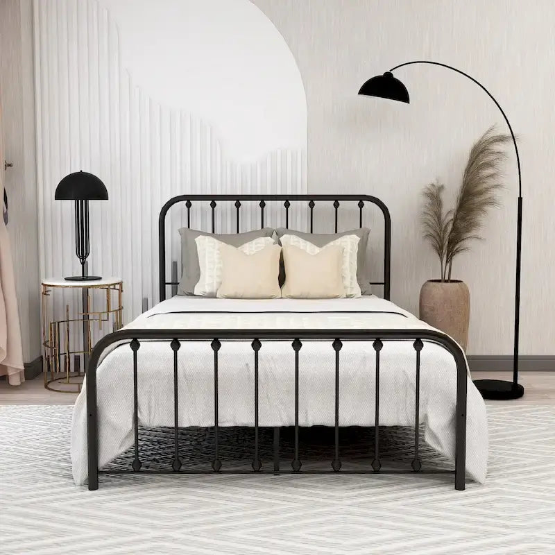 Metal Platform Bed Frame with Slats, No Box Spring Needed, Multi-Size