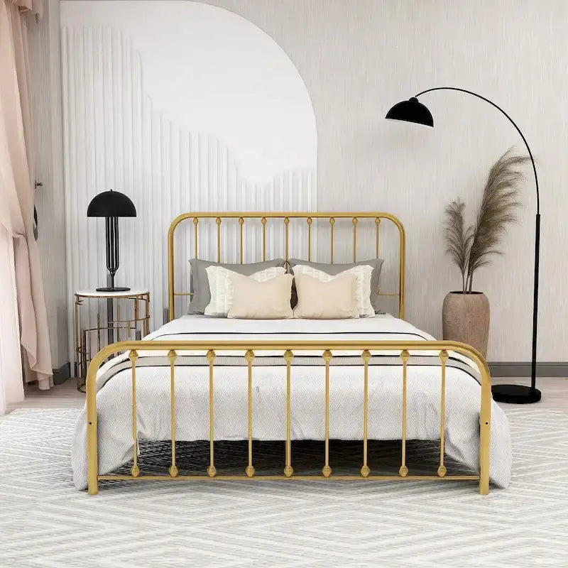 Metal Platform Bed Frame with Slats, No Box Spring Needed, Multi-Size