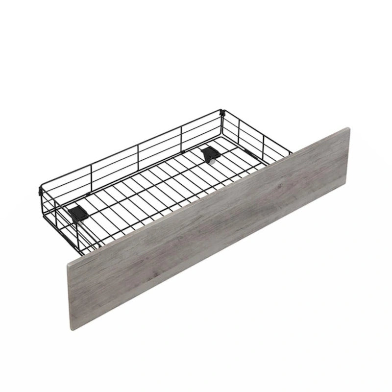 Queen Bed Frame, Storage Headboard with Charging Station, Antique Grey