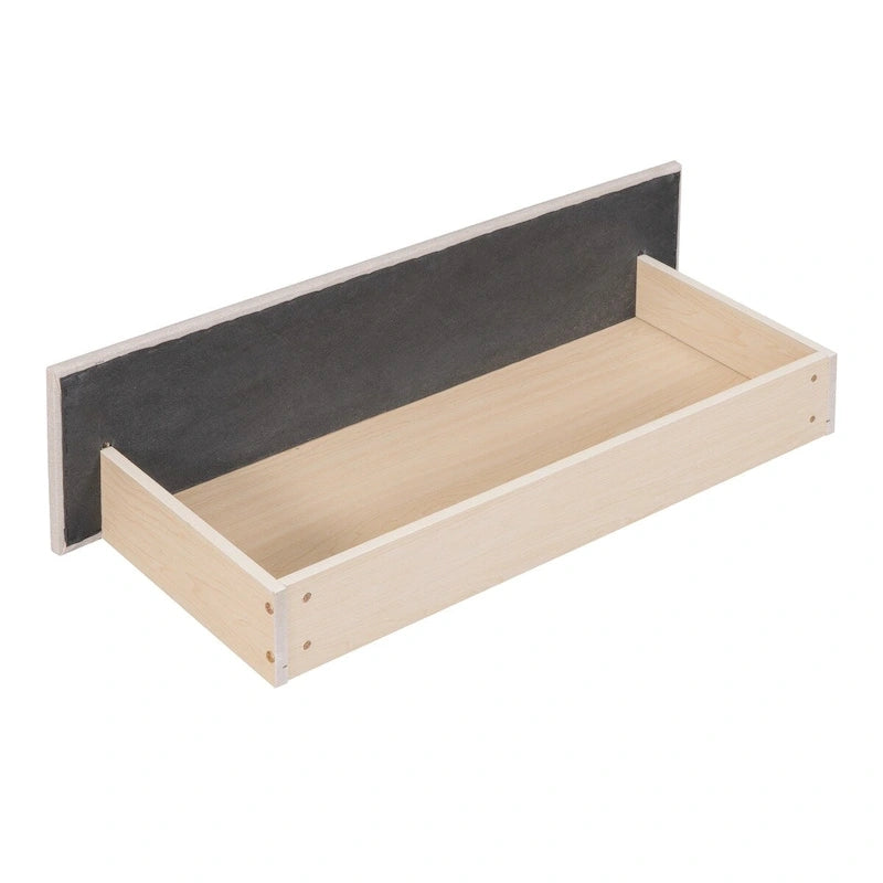 Linen Upholstered Daybed with 2 Storage Drawers and Backrest, No Box Spring