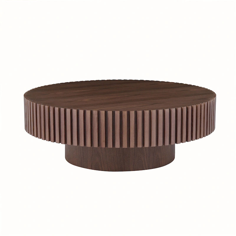 Round Coffee Table with Sturdy Pedestal Base, MDF, 31.5 or 39.4 Dia
