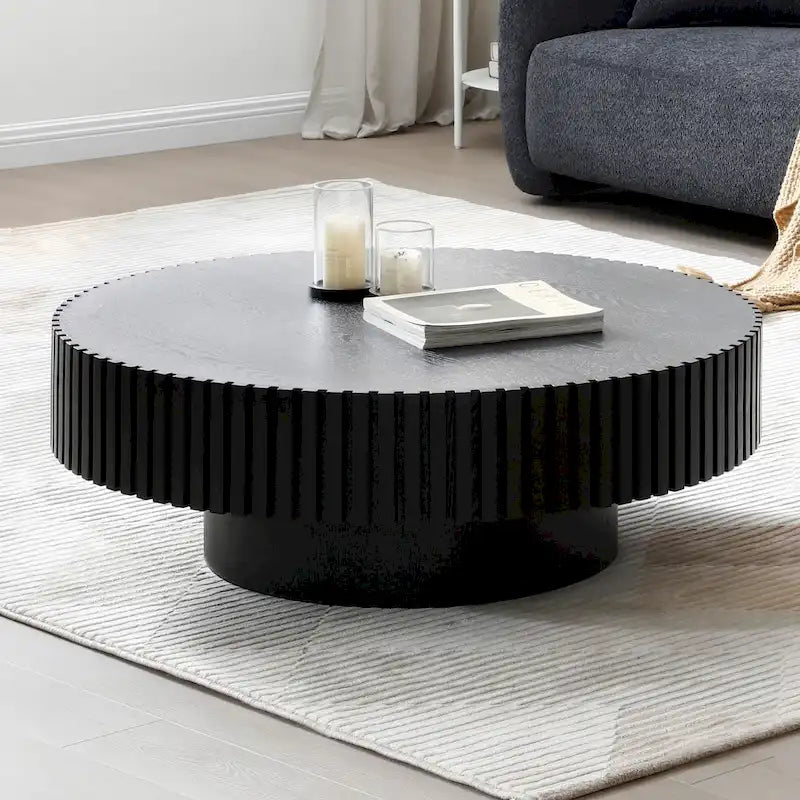 Round Coffee Table with Sturdy Pedestal Base, MDF, 31.5 or 39.4 Dia