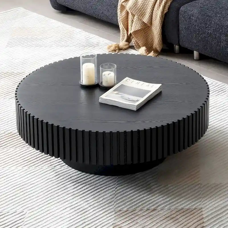 Round Coffee Table with Sturdy Pedestal Base, MDF, 31.5 or 39.4 Dia