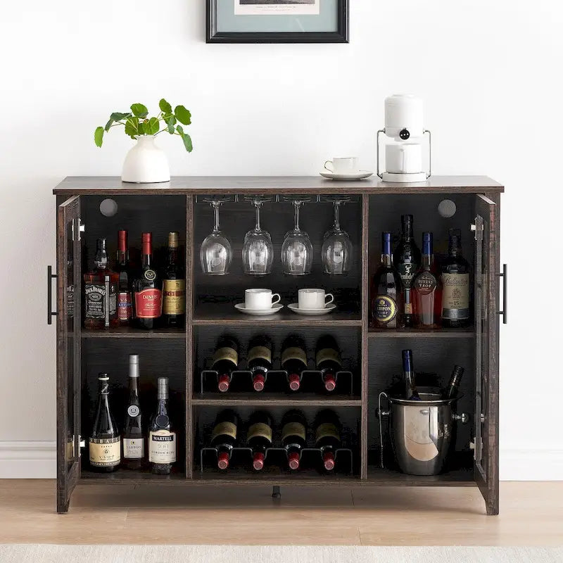 Wine Bar Cabinet with LED Light - 15.7D x 47.2W x 34.61H