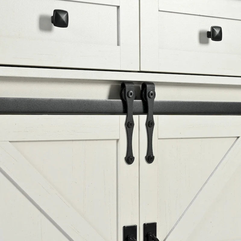 53.5-Inch Farmhouse Kitchen Island with Power Outlet and Locking Wheels