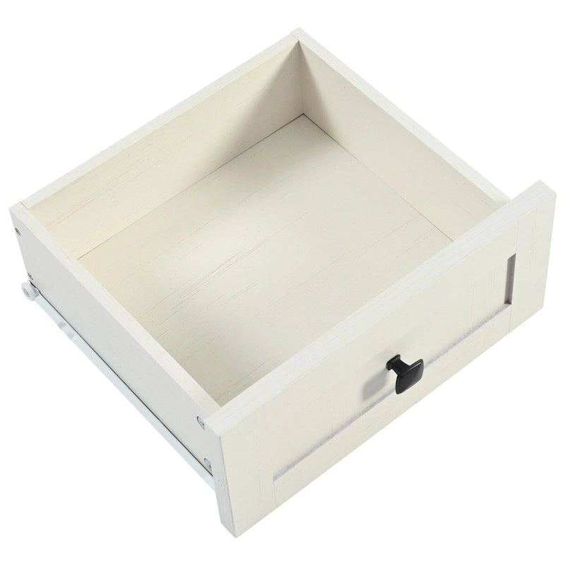53.5-Inch Farmhouse Kitchen Island with Power Outlet and Locking Wheels