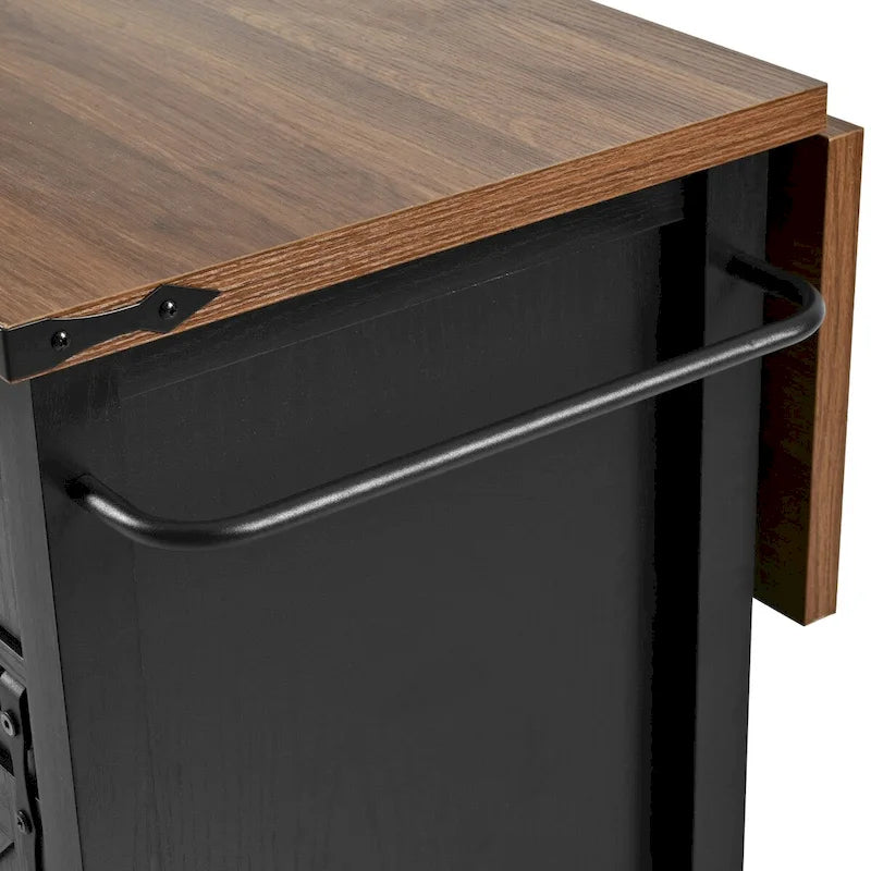 53.5-Inch Farmhouse Kitchen Island with Power Outlet and Locking Wheels