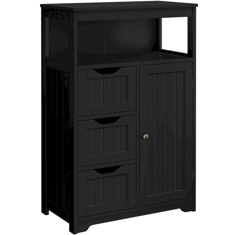 Freestanding Storage Cabinet with 3 Drawers, Open Shelf, and Adjustable Inner Shelf