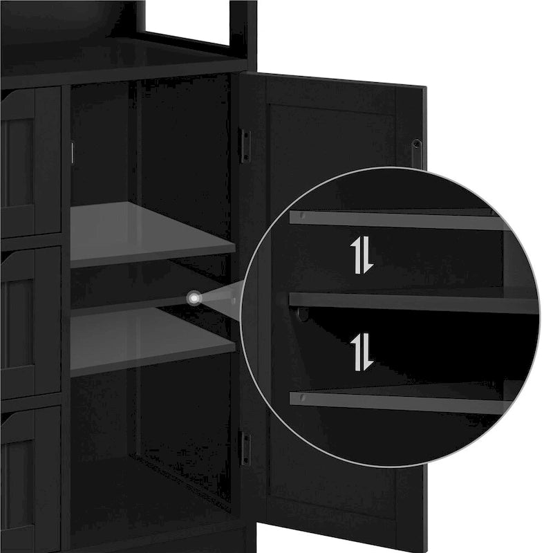 Freestanding Storage Cabinet with 3 Drawers, Open Shelf, and Adjustable Inner Shelf