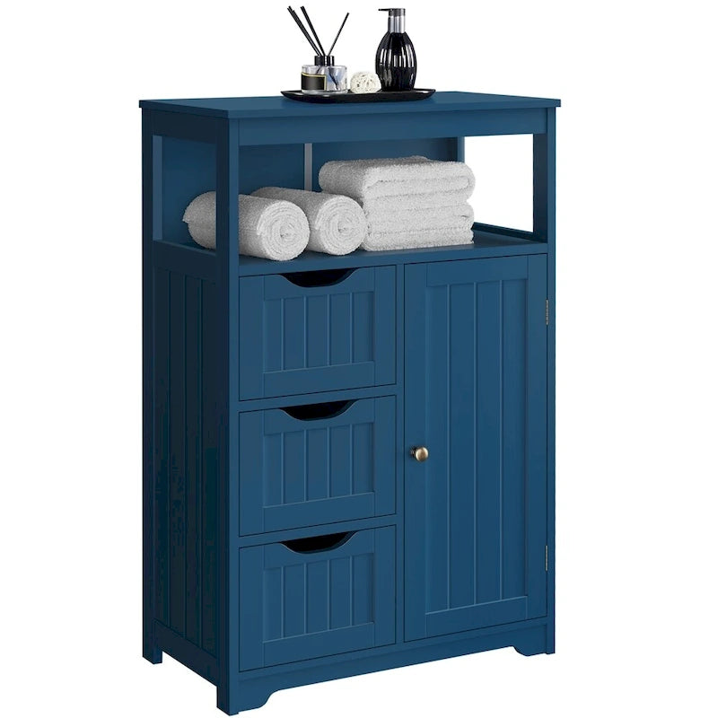 Freestanding Storage Cabinet with 3 Drawers, Open Shelf, and Adjustable Inner Shelf