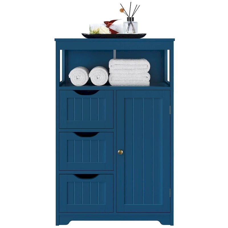 Freestanding Storage Cabinet with 3 Drawers, Open Shelf, and Adjustable Inner Shelf