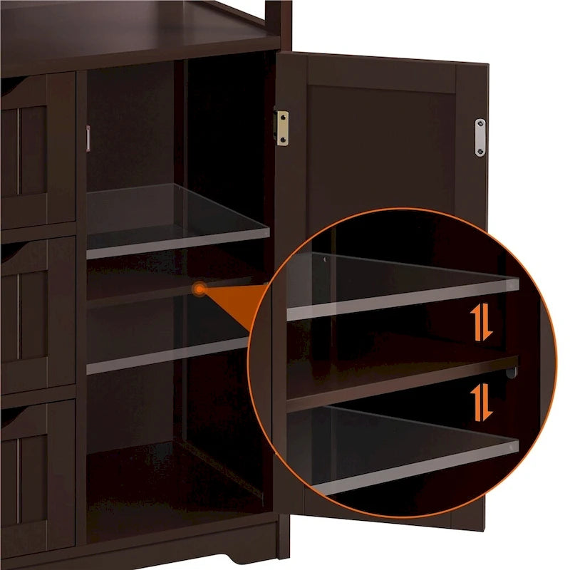 Freestanding Storage Cabinet with 3 Drawers, Open Shelf, and Adjustable Inner Shelf