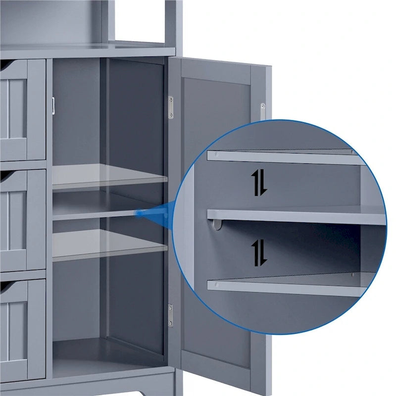 Freestanding Storage Cabinet with 3 Drawers, Open Shelf, and Adjustable Inner Shelf