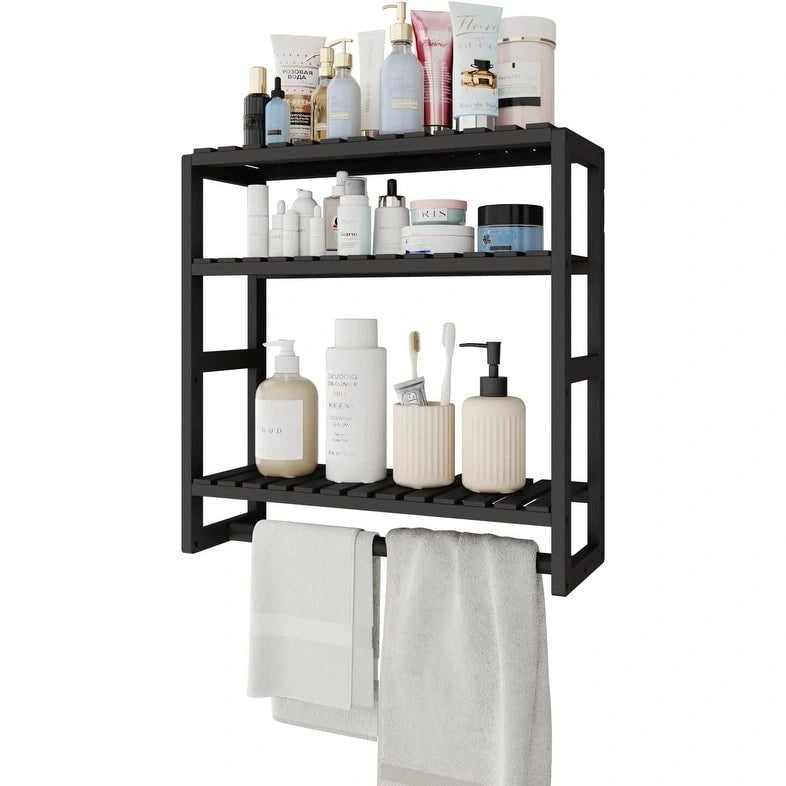 Bamboo Floating Shelves Bathroom Storage 3-Tier