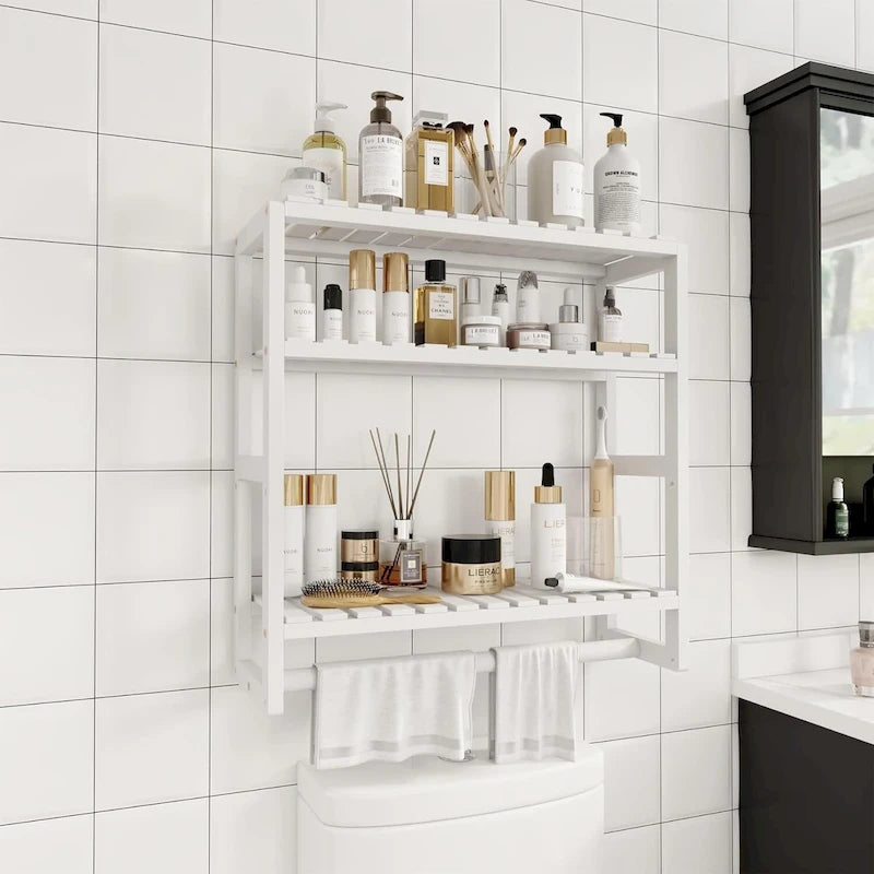 Bamboo Floating Shelves Bathroom Storage 3-Tier