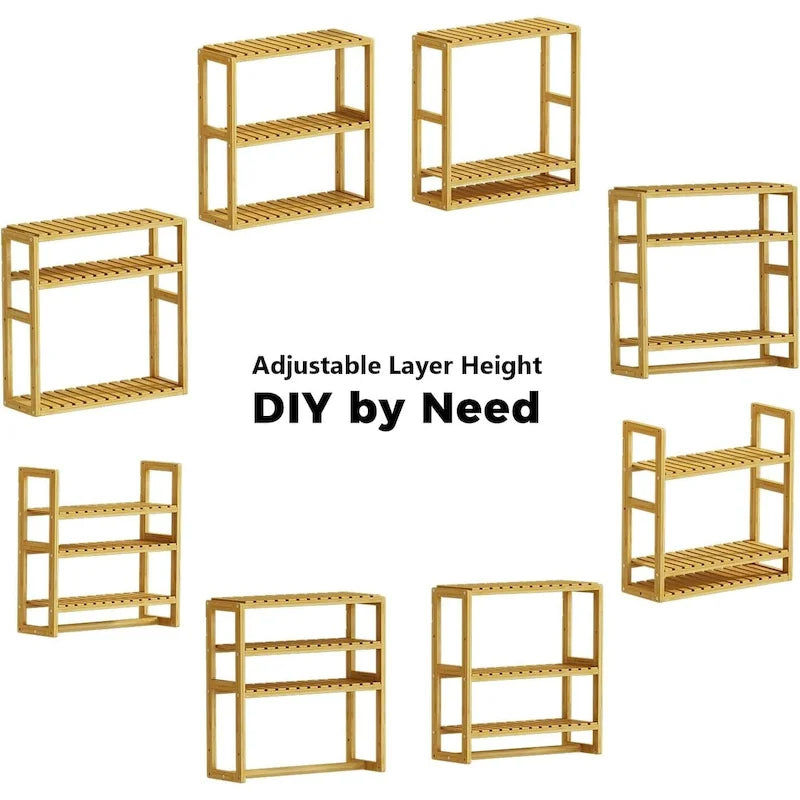 Bamboo Floating Shelves Bathroom Storage 3-Tier