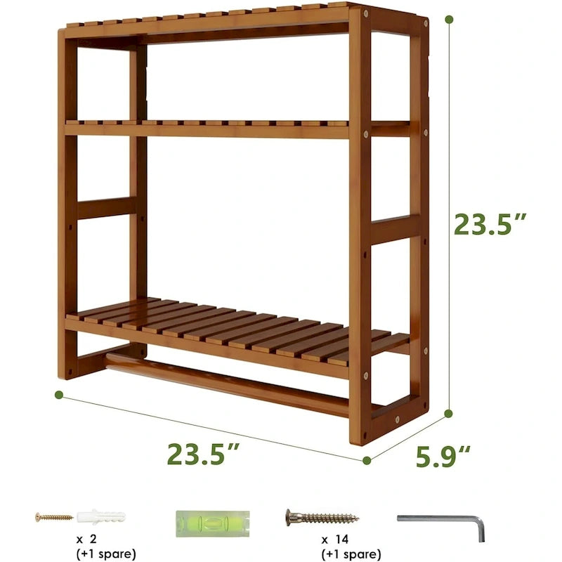 Bamboo Floating Shelves Bathroom Storage 3-Tier