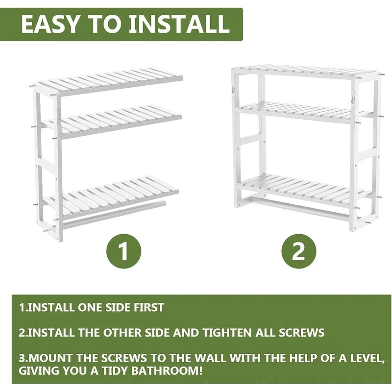 Bamboo Floating Shelves Bathroom Storage 3-Tier