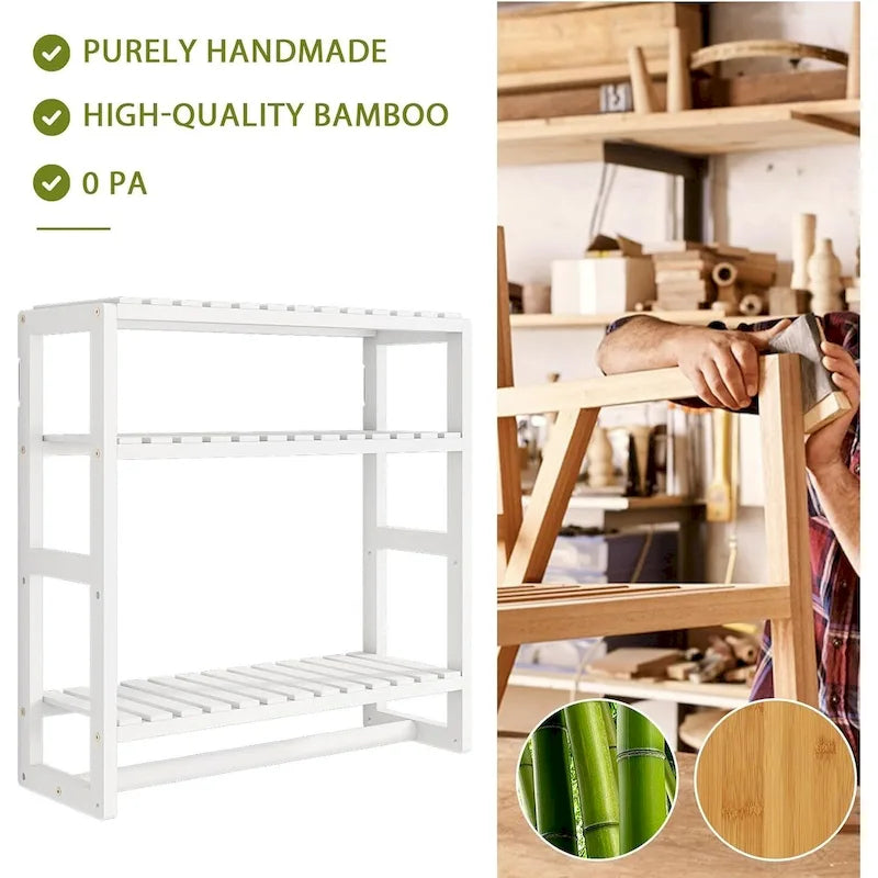 Bamboo Floating Shelves Bathroom Storage 3-Tier