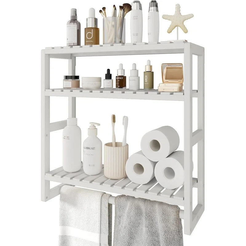 Bamboo Floating Shelves Bathroom Storage 3-Tier